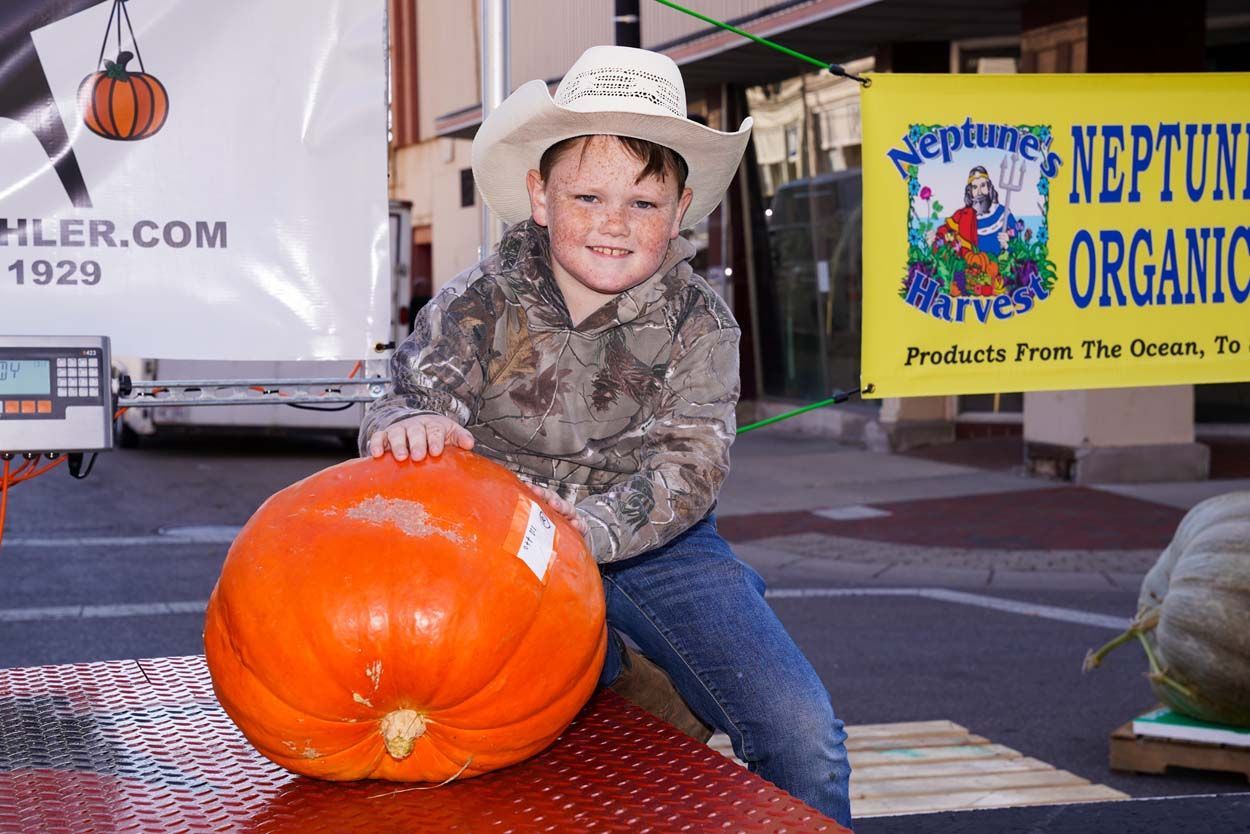 Pumpkin beside a kid