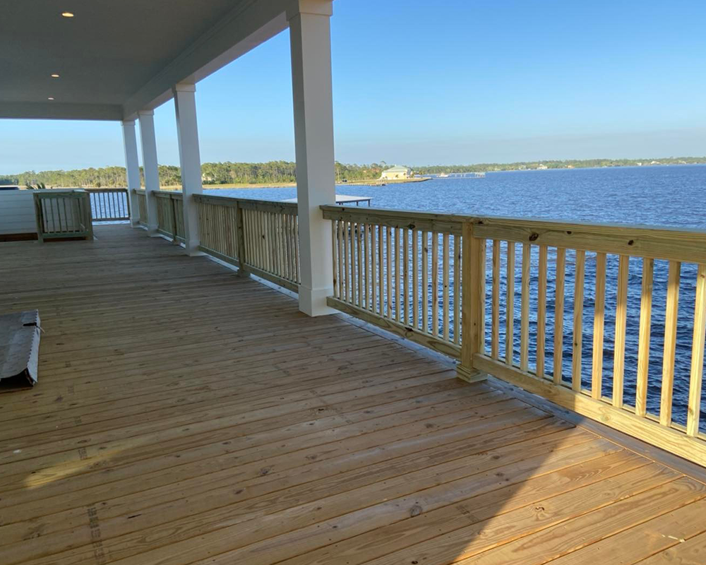 wooden deck and railing
