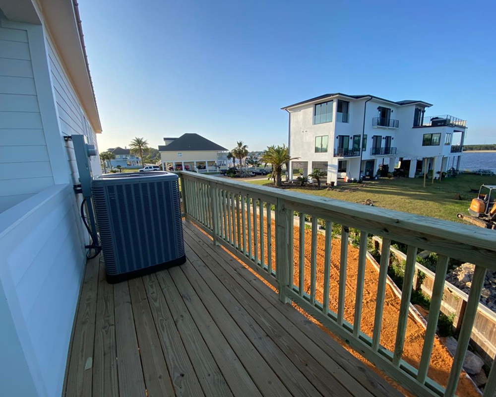 wooden deck and railing