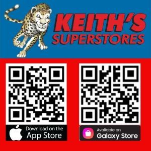 Two qr codes for keith 's superstores are shown