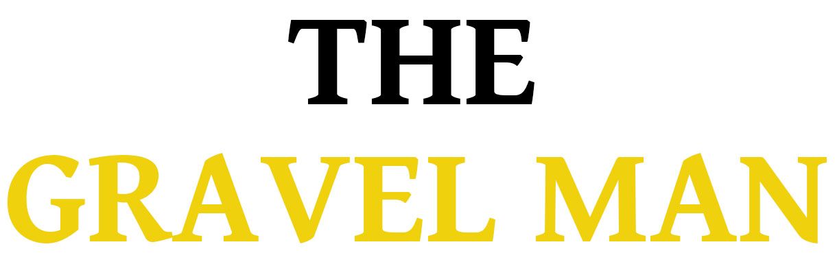 “The Gravel Man” title text in black and gold on a white background