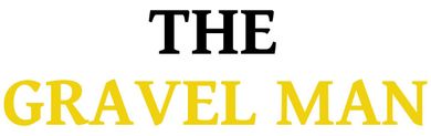 “The Gravel Man” title text in black and gold on a white background