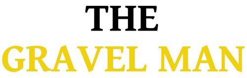 “The Gravel Man” title text in black and gold on a white background