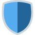 A shield icon split vertically into a lighter blue and a darker blue, outlined in white.