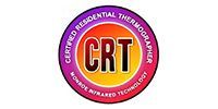 Circular logo for Certified Residential Thermographer (CRT) from Monroe Infrared Technology with a warm-toned gradient.