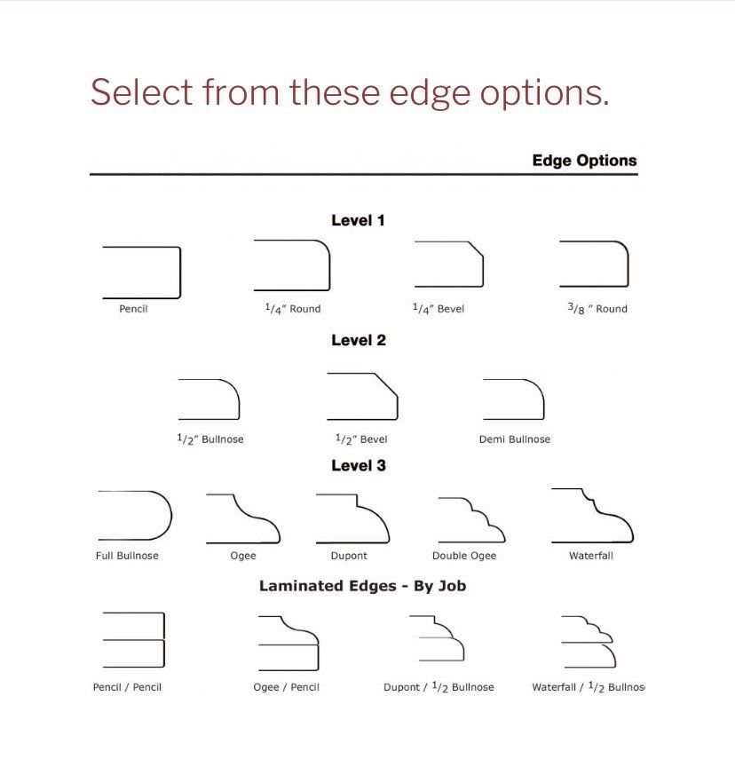 There are many different types of edge options to choose from.