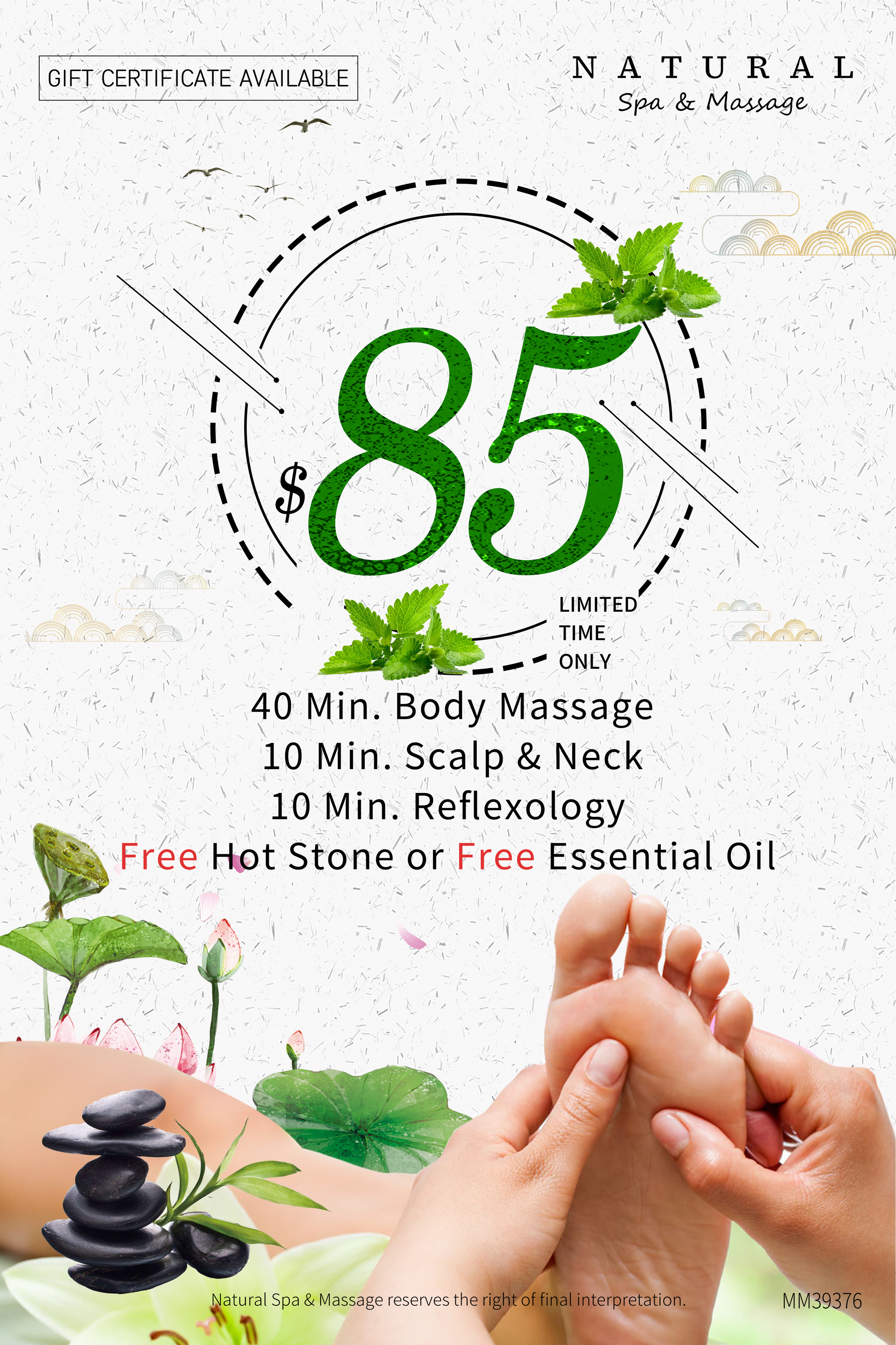 Offer Flyer for Natural Spa & Massage