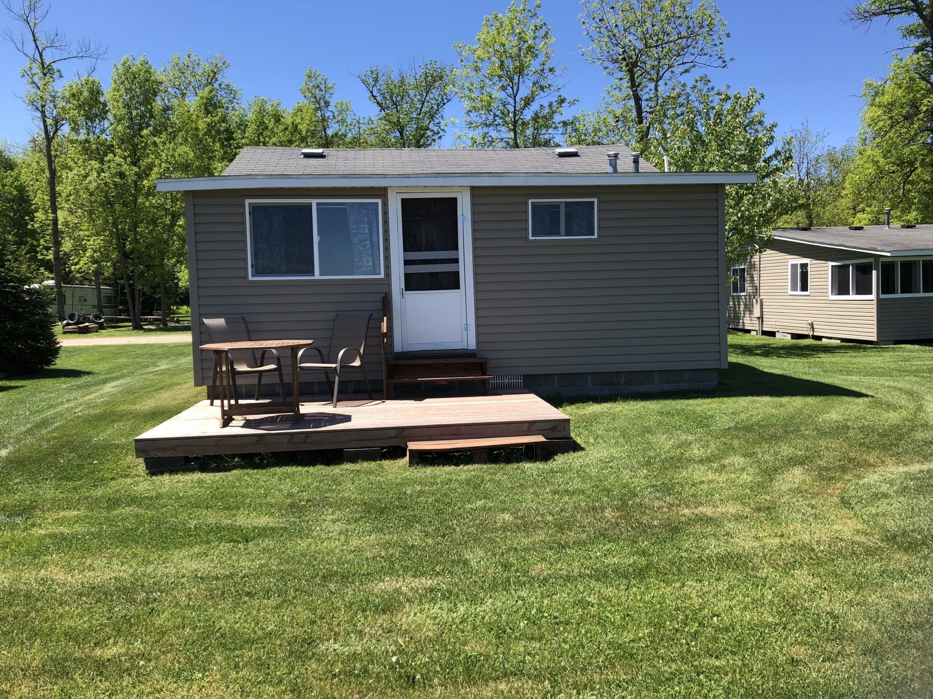 Wooden cabin with spacious lawn
