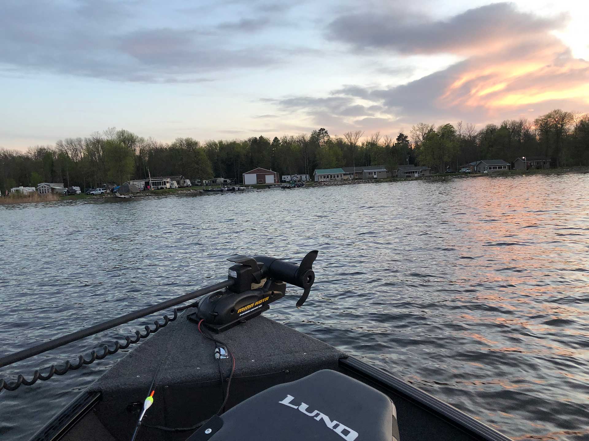 Sunset in boat in the lake