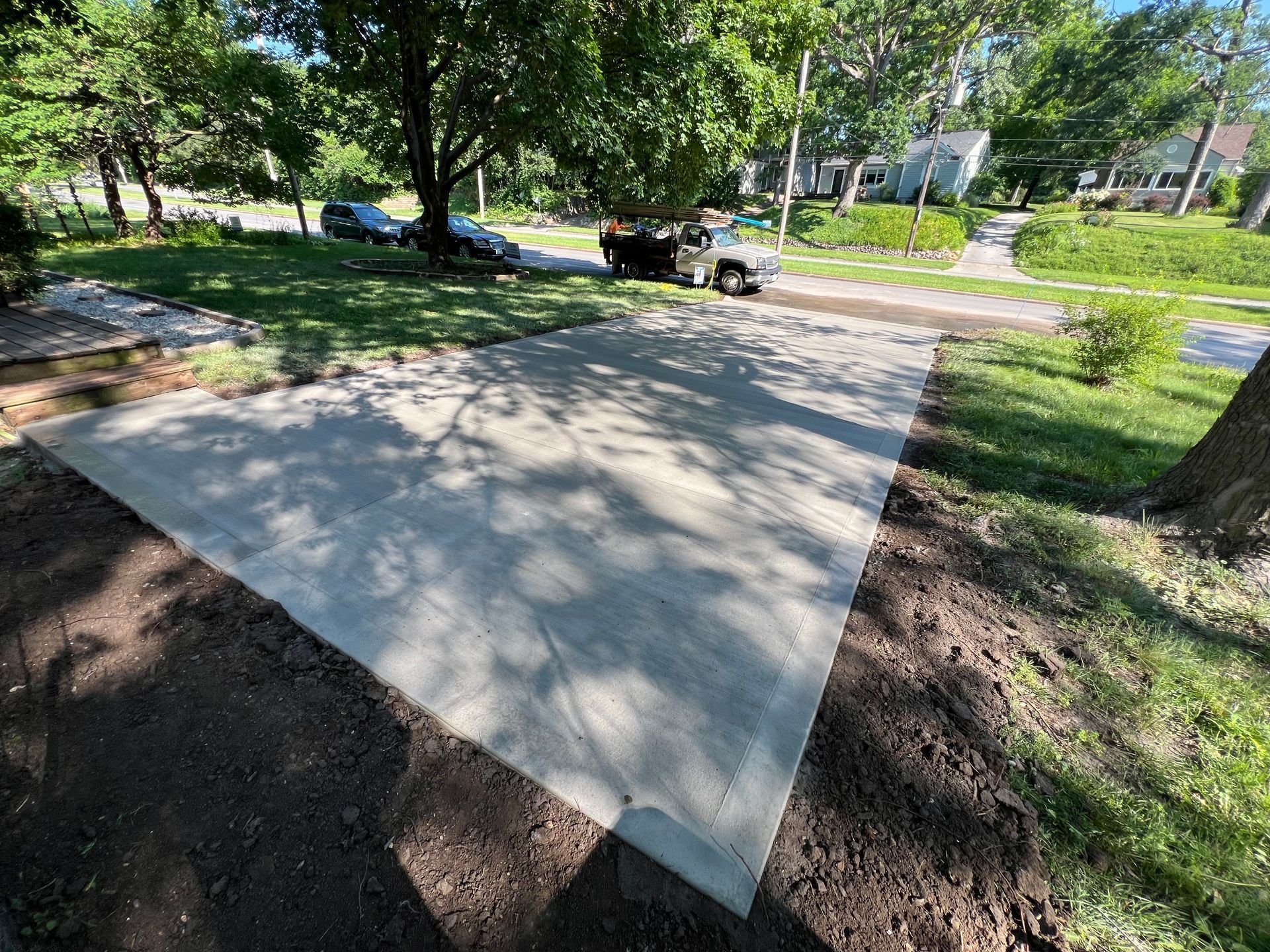 newly installed concrete driveway