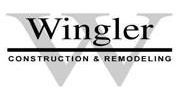 A black and white logo for winger construction and remodeling