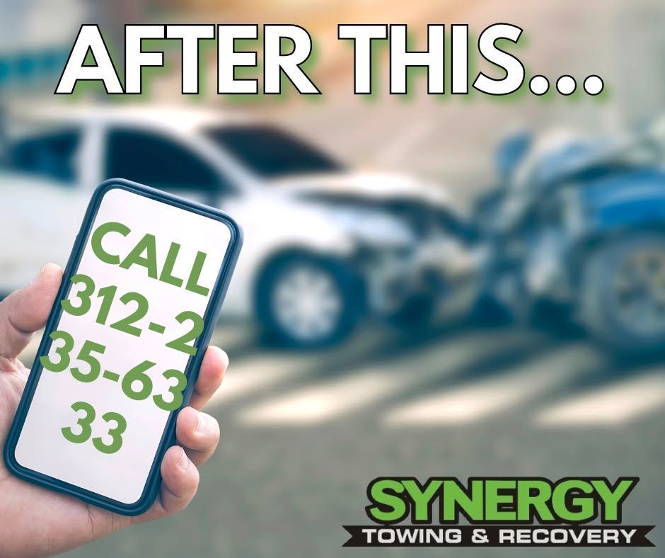 Phone displaying a call number over a car accident scene; 