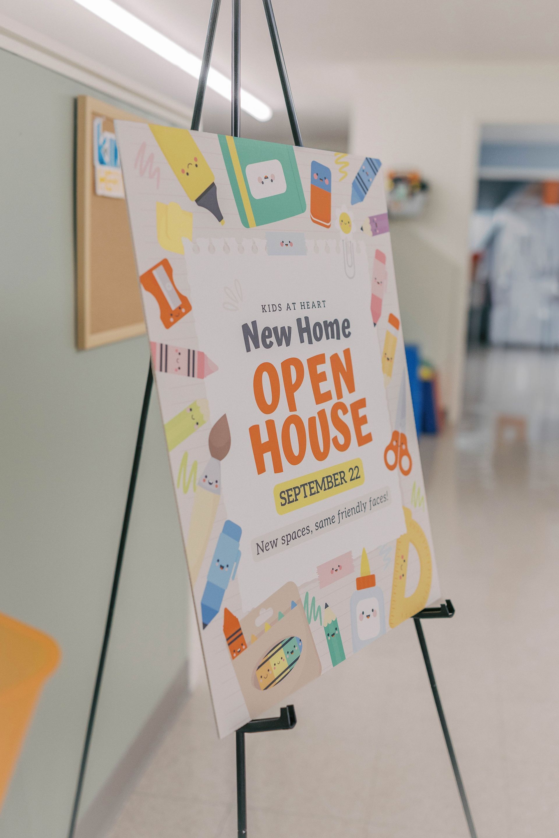 Sign on an easel - Taken New Home Open House.