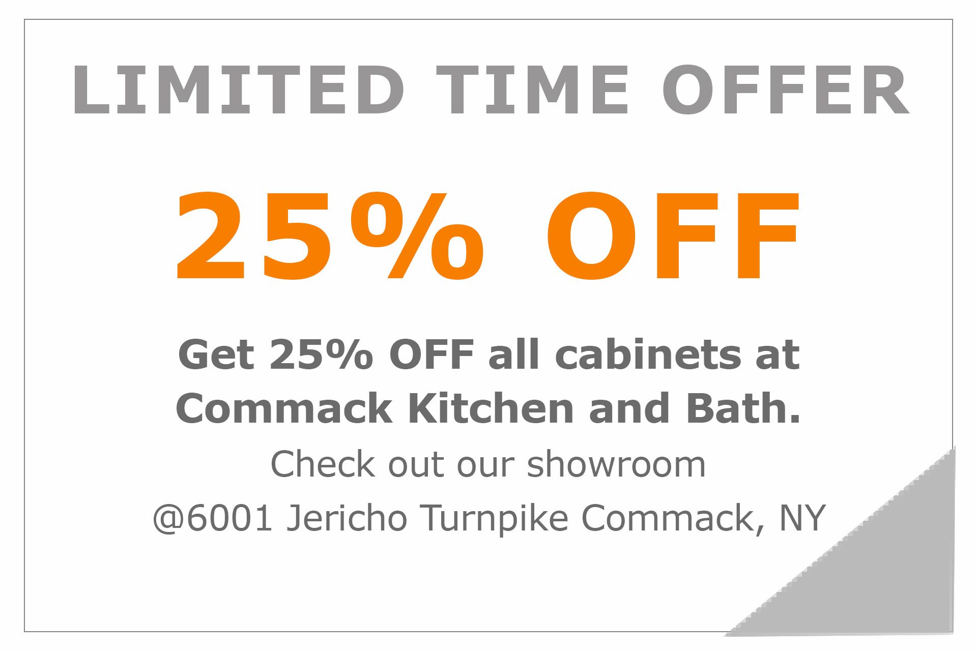 25 percent off all cabinets