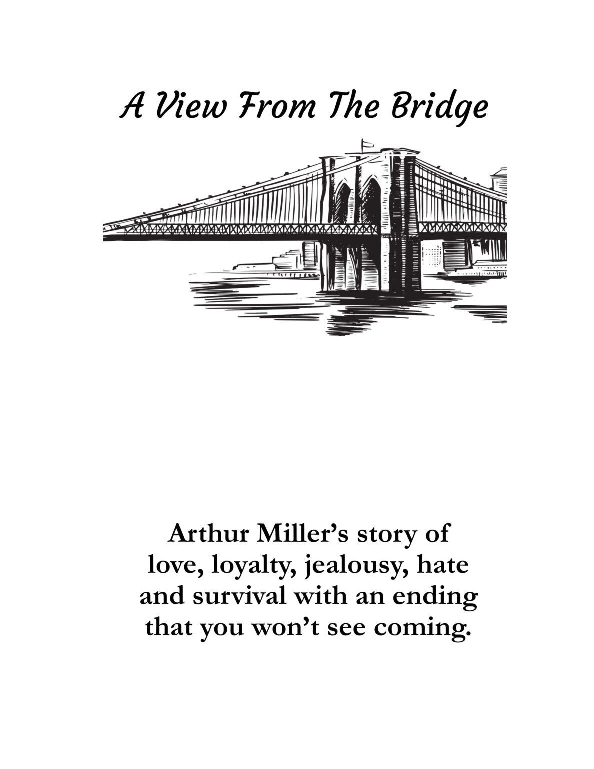 The cover of a book titled a view from the bridge by arthur miller