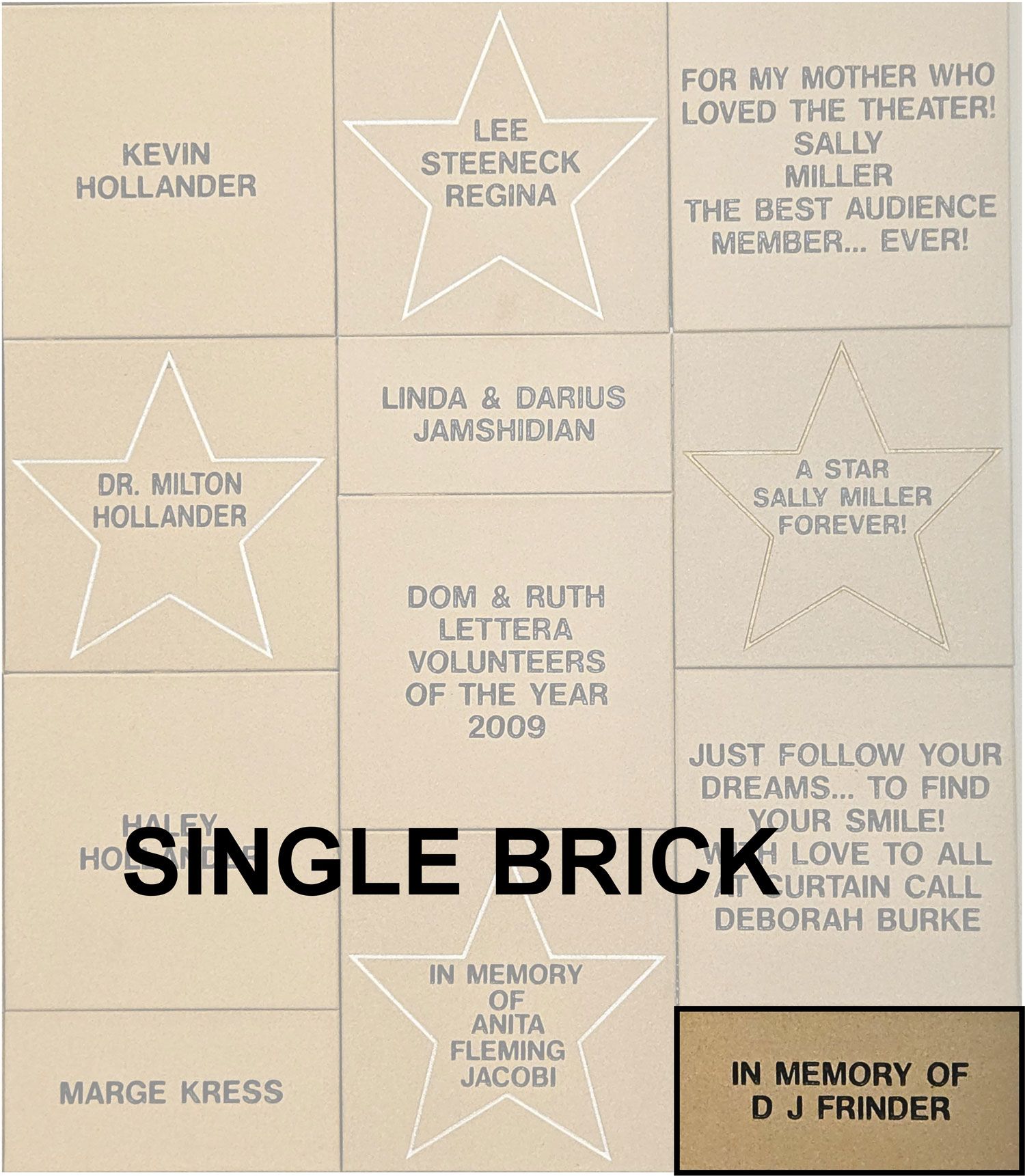 A single brick in memory of kevin hollander is shown