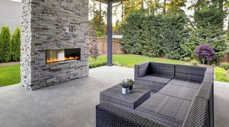 Porch with fireplace