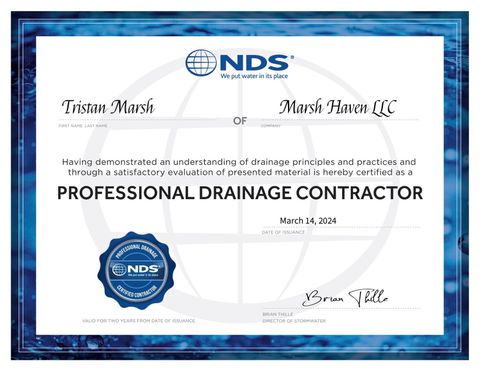 NDS Professional Drainage Contractor certificate