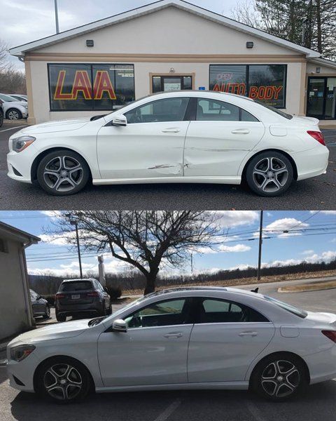 White car before and after