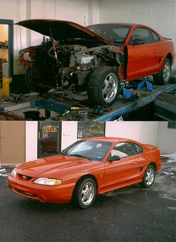 Red car before and after photo