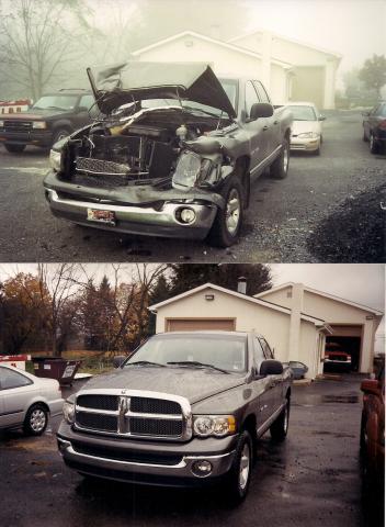 Gray truck before and after photo
