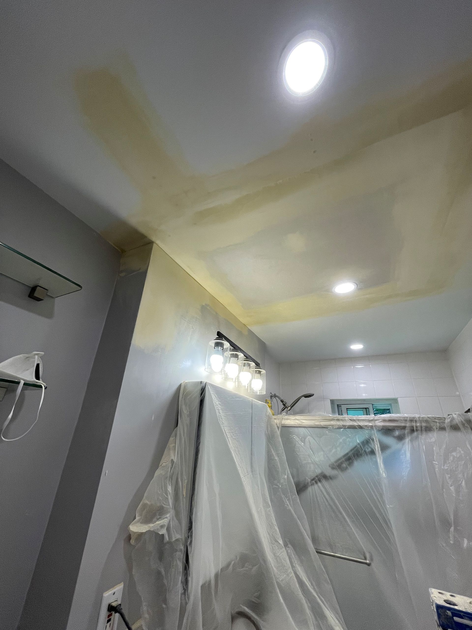 Bathroom ceiling repair renovation in process