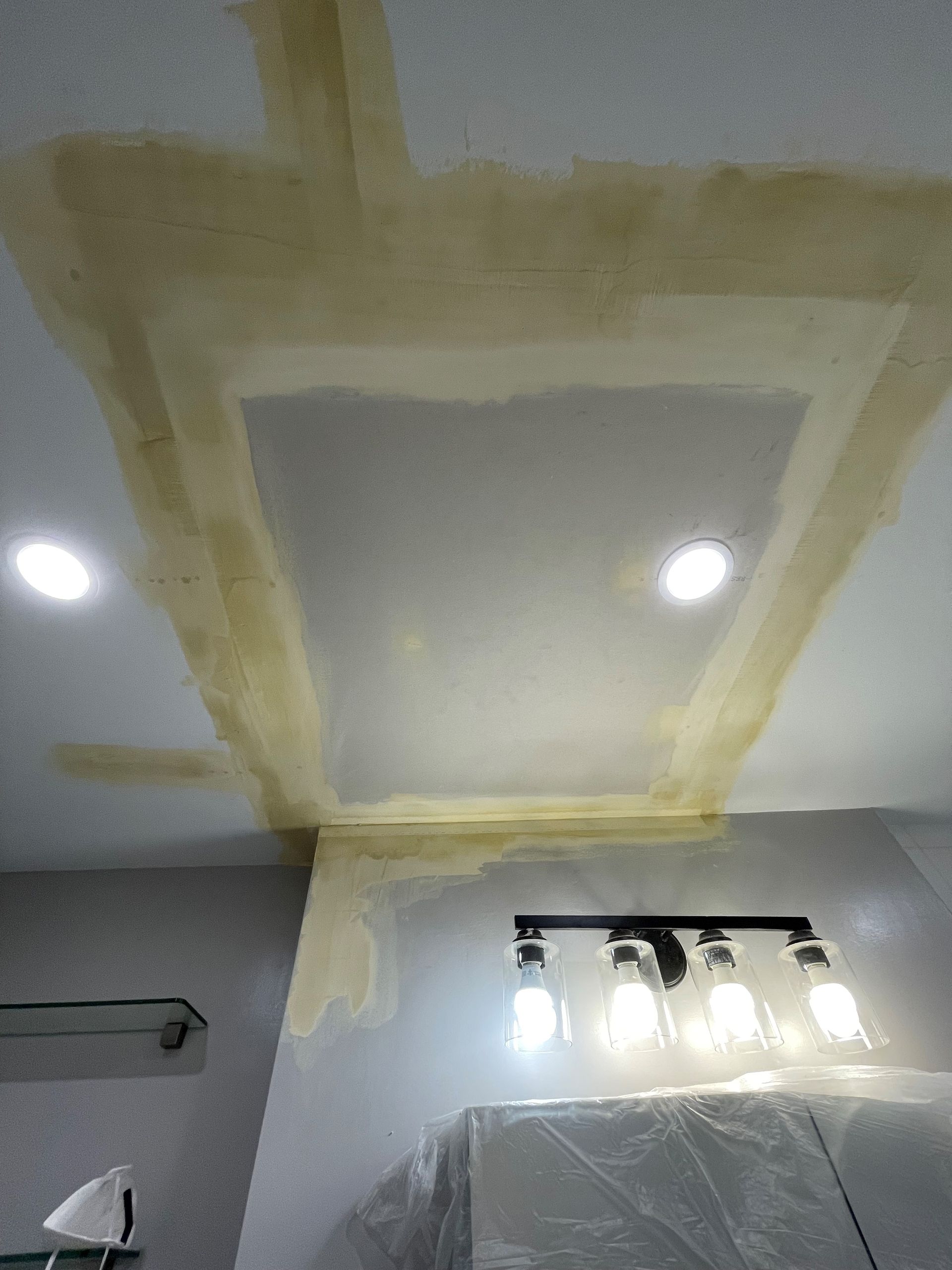 Bathroom ceiling repair renovation in process