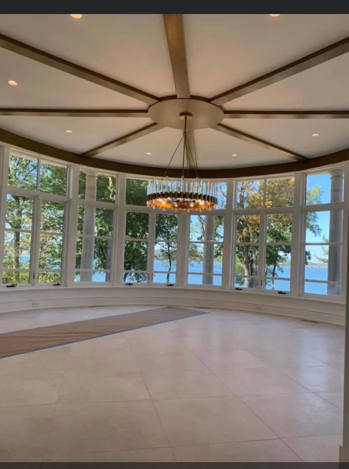 huge function area with chandelier