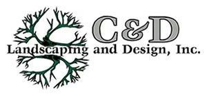 Logo for C&D Landscaping and Design, Inc., featuring a stylized dark green tree graphic next to the company name.
