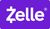 Zelle logo in white on a purple background, with registered trademark symbol