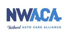 The logo for the northwest auto care alliance is blue and white.