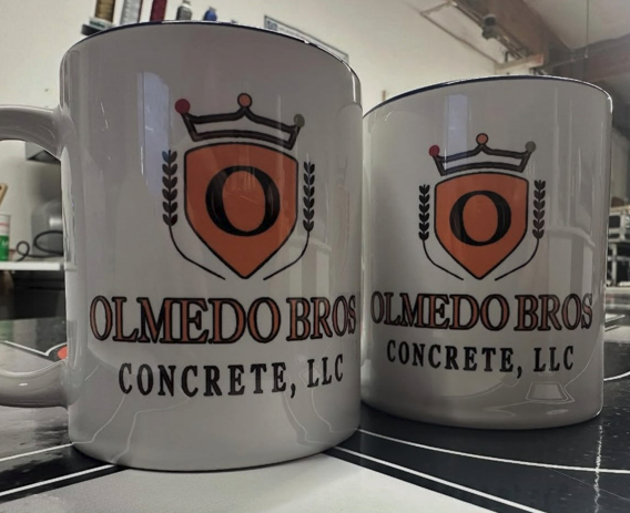 Two white mugs with the 