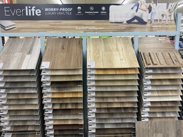 A display of everlife vinyl flooring in a store.