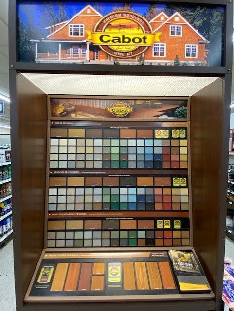 A display of cabot paint in a store