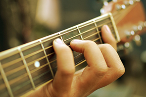 Playing the guitar
