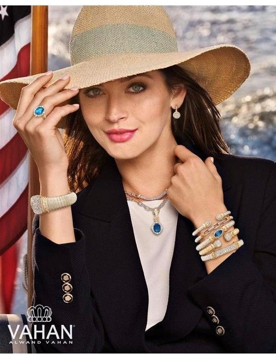 woman modeling vahan jewelry