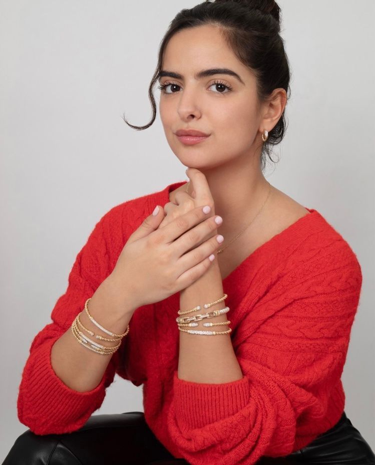 woman wearing vahan bracelets