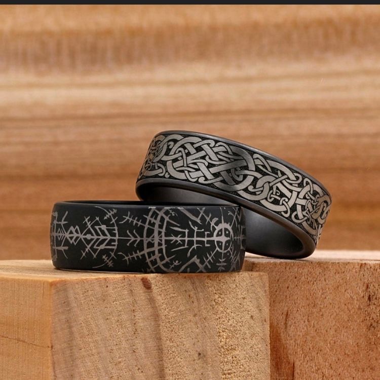 black wedding band with chain designs