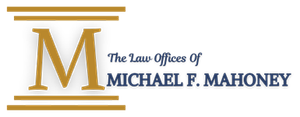 Logo of "The Law Offices Of Michael F. Mahoney" with a gold "M" and decorative lines.