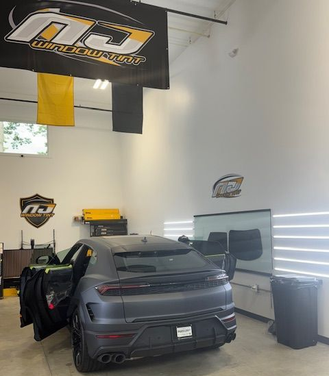 A dark gray Lamborghini