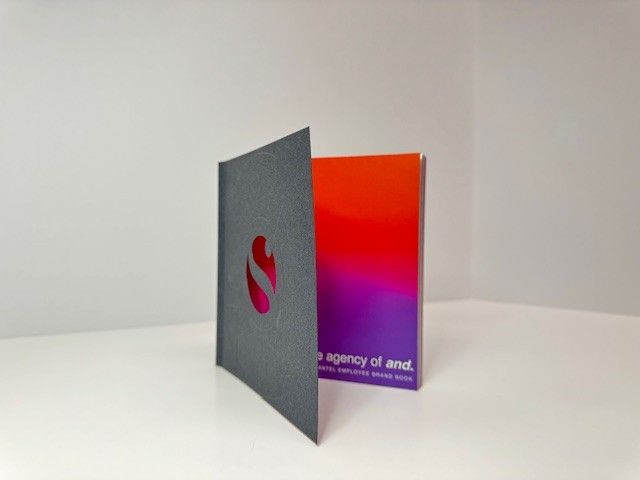 Dark gray card with a cutout 