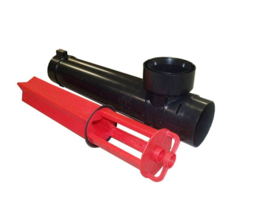 A black pipe and a red pipe on a white background