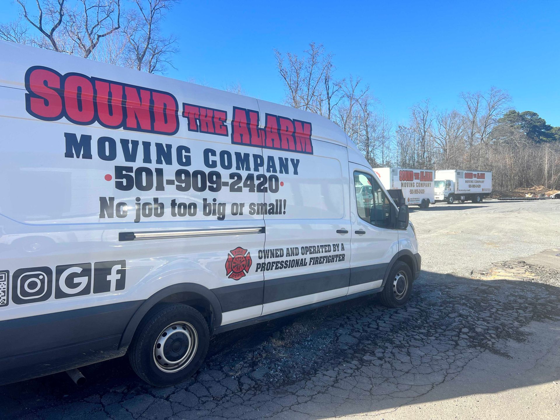 White moving van with 