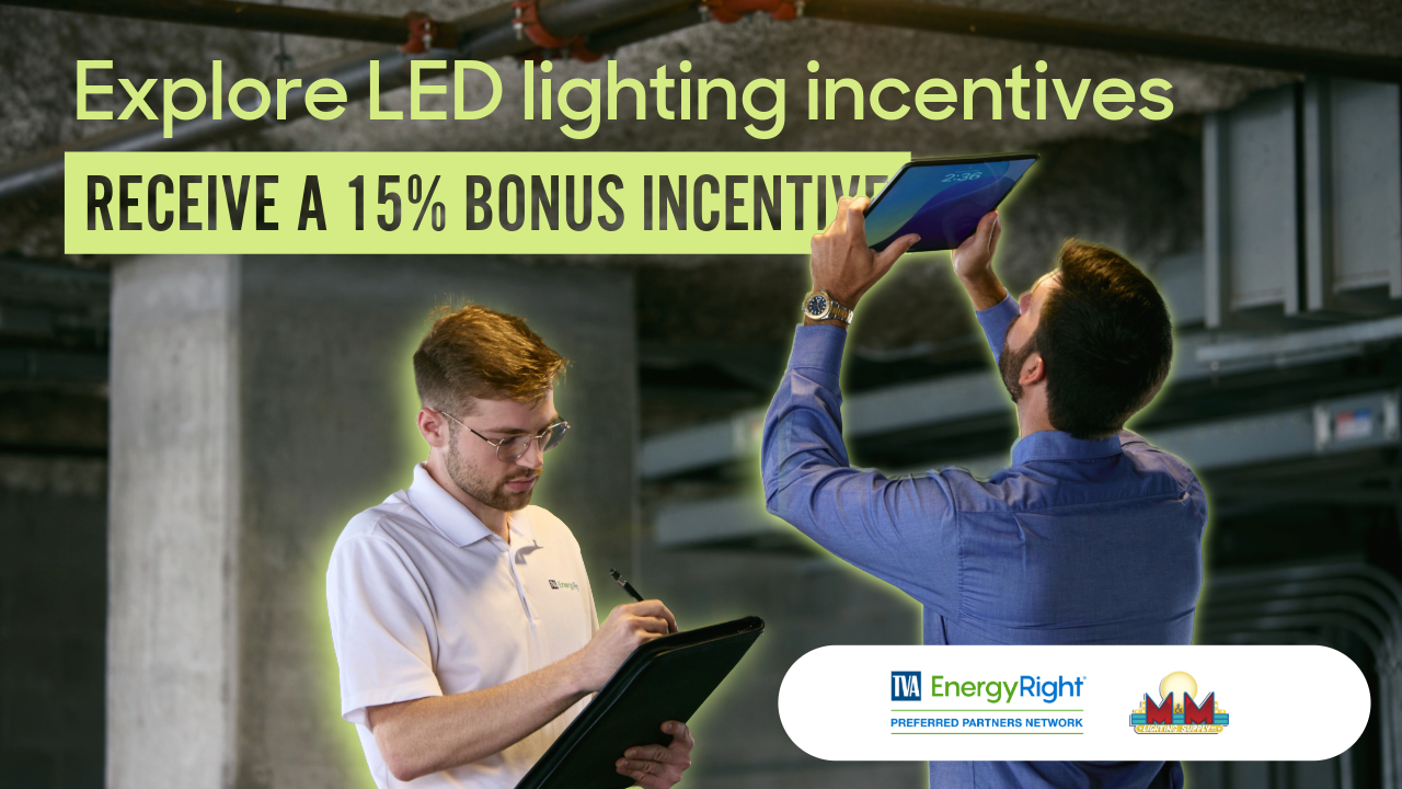 A picture of a man holding a book with the words fast track lighting incentives on it