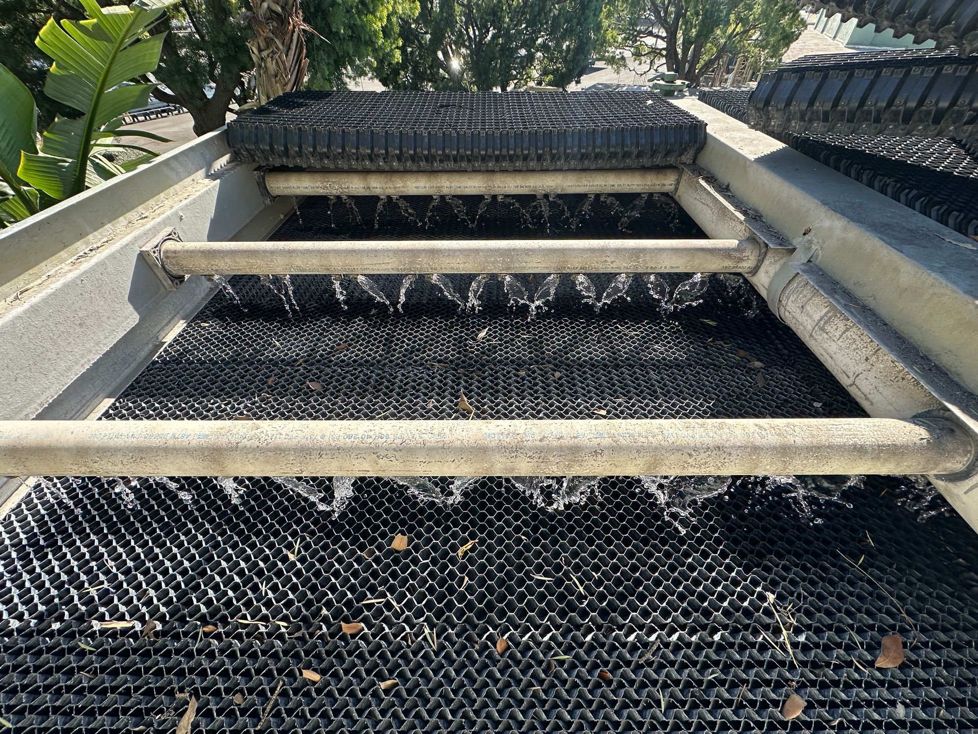 A close up of a cooling tower