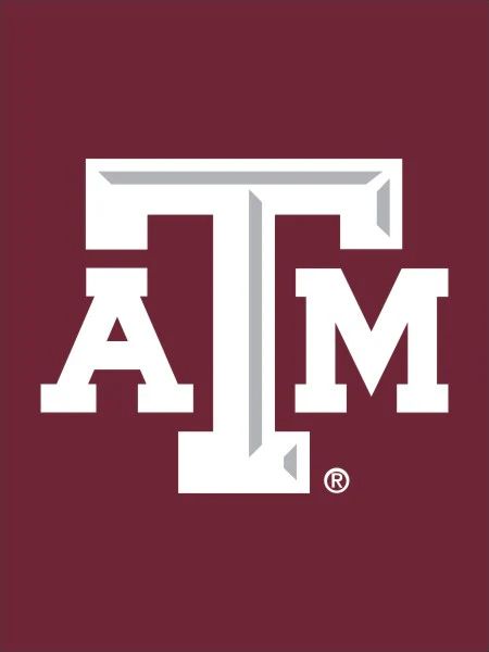 The Texas A&M University logo: white letters 'A' and 'M' flanking a central 'T' on a maroon background.