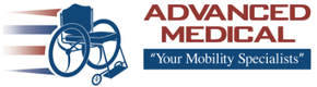 A logo for advanced medical your mobility specialists