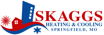 The logo for skaggs heating and cooling springfield mo