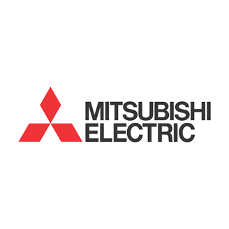 Mitsubishi Electric logo with red three-diamond mark and black text on a white background