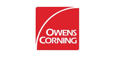 The Owens Corning logo featuring the company name in white text on a red square background with a white curved line.